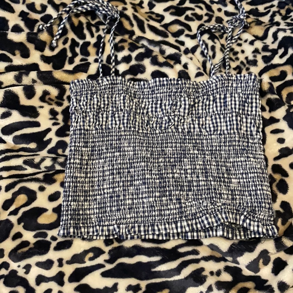 Blue plaid crop top